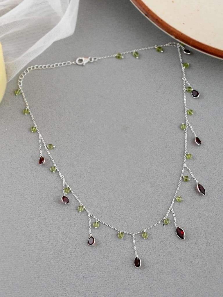 Natural Garnet Peridot Necklace