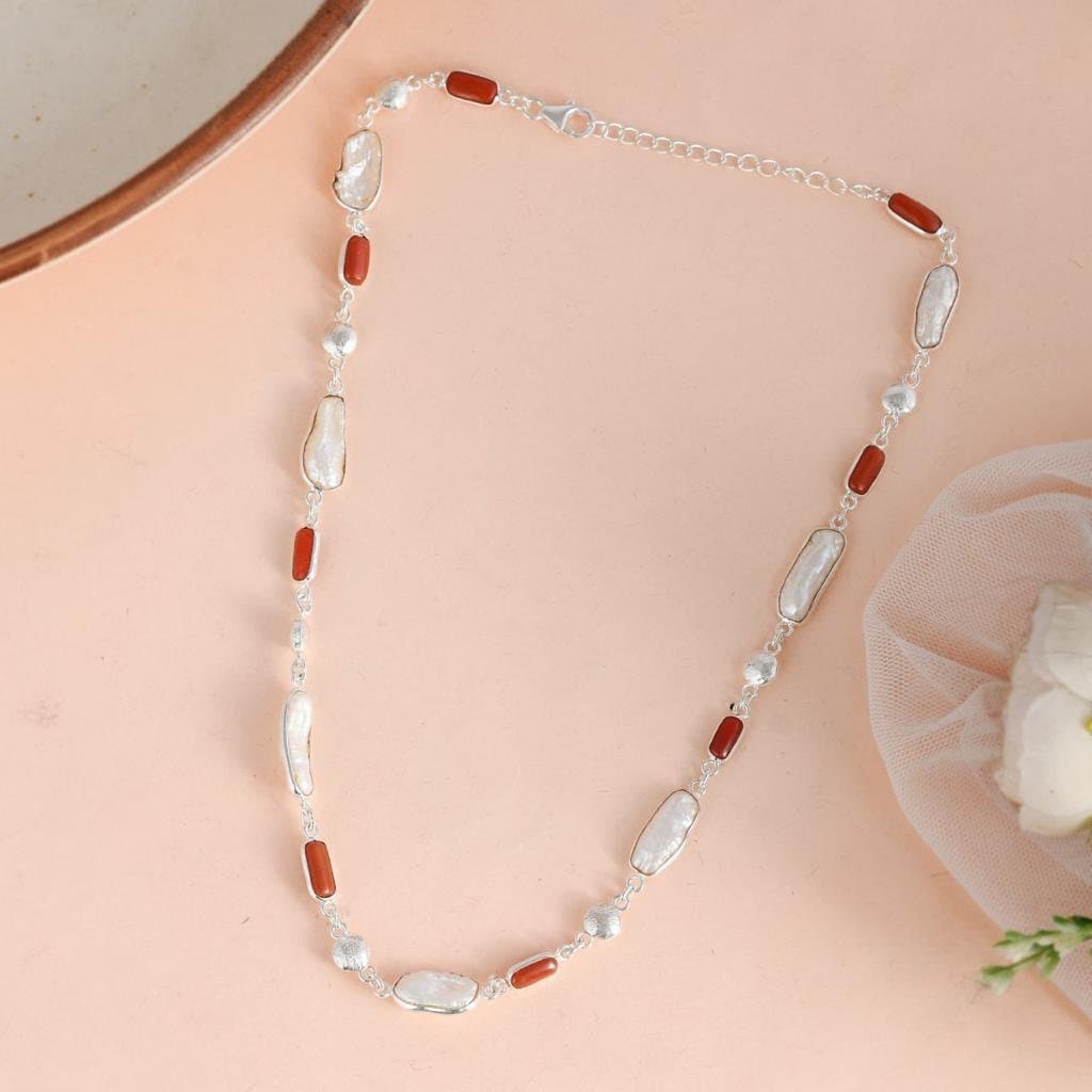 Natural Pearl Coral Necklace