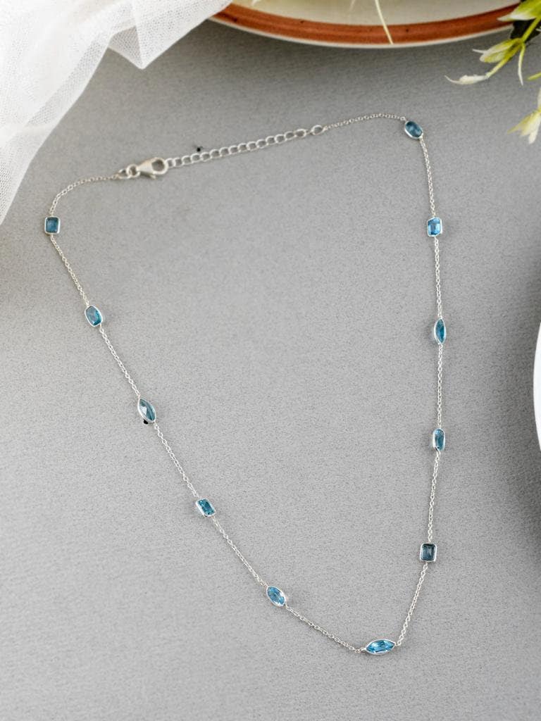 Natural Blue Topaz Necklace