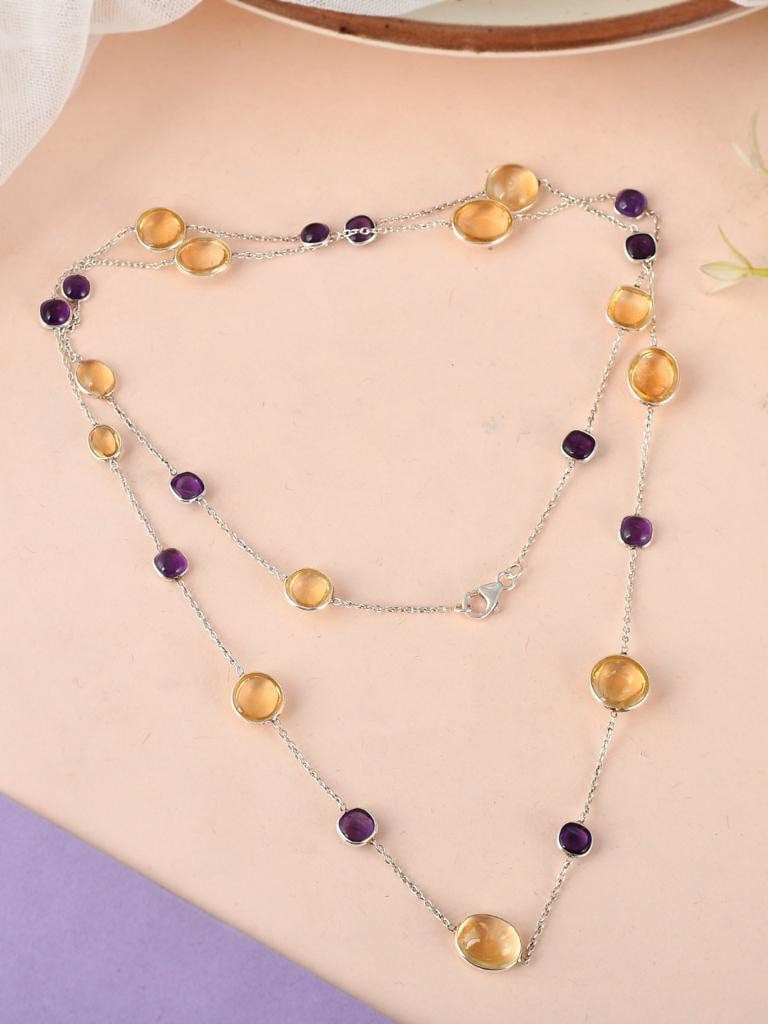 Amethyst Yellow Quartz Necklace