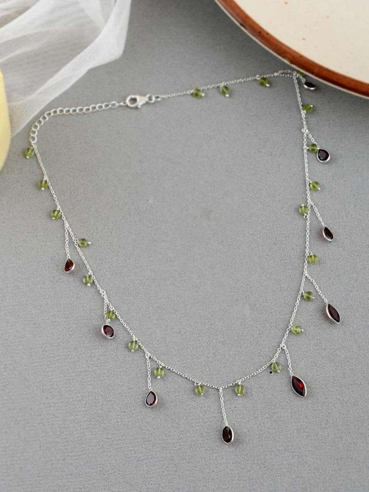Natural Garnet Peridot Necklace