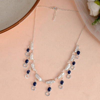 Natural Kyanite Pearl Necklace