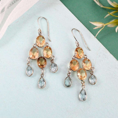 Natural Citrine Clear Quartz Earrings