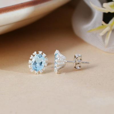 Natural Blue Topaz Earrings