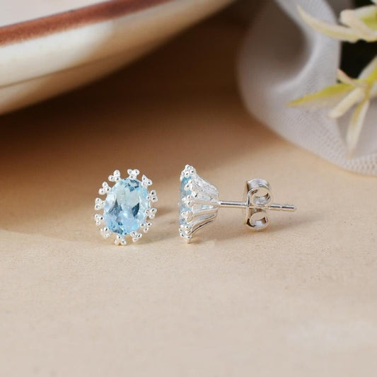 Natural Blue Topaz Earrings