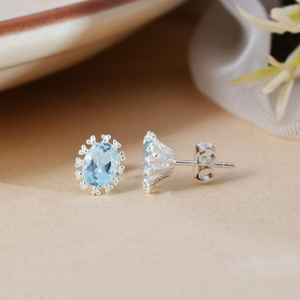 Natural Blue Topaz Earrings