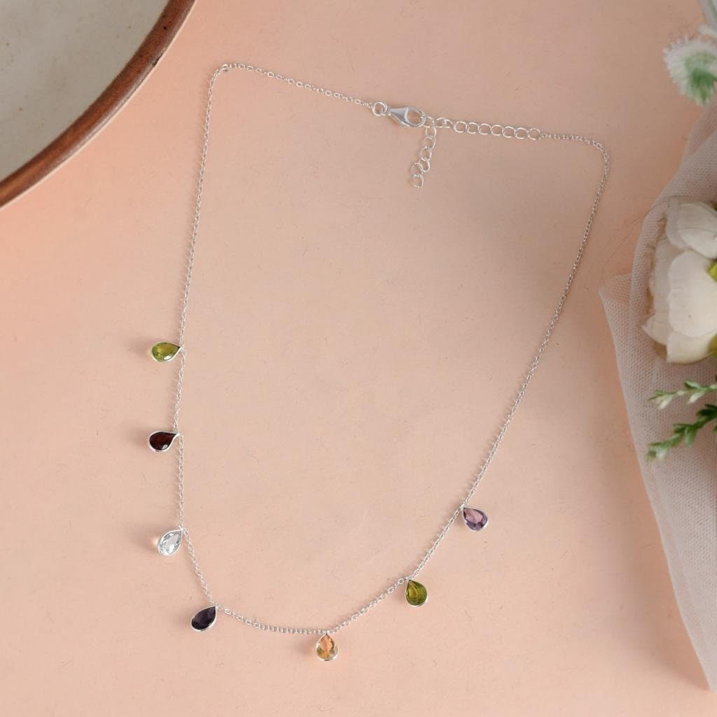 Garnet Zircon Peridot Amethyst Necklace