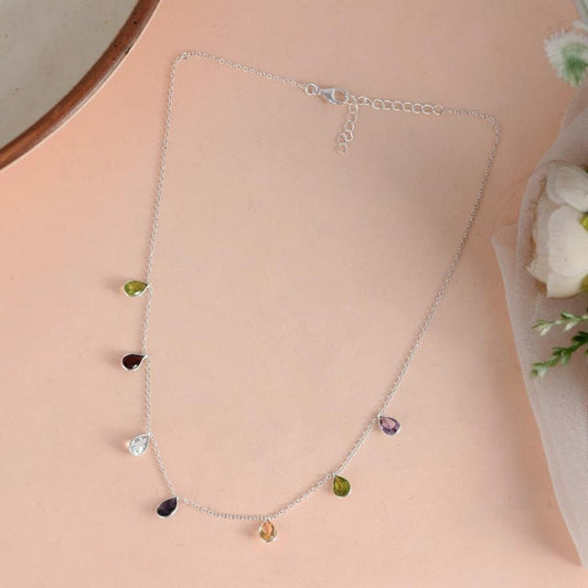Garnet Zircon Peridot Amethyst Necklace